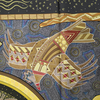 エルメス カレ90 「Rêve d'Australie」 シルクスカーフ - ブラック【中古】 