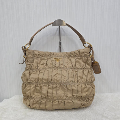 PRADA Gathered 2-Way Leather Handbag [Pre-Owned]
