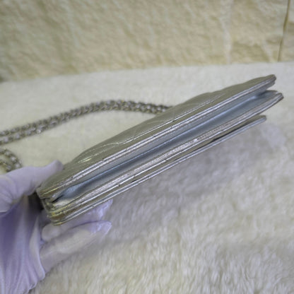 シャネル バッグ チェーンウォレット ショルダーバッグ チェーンウォレット ラムスキン　シルバー