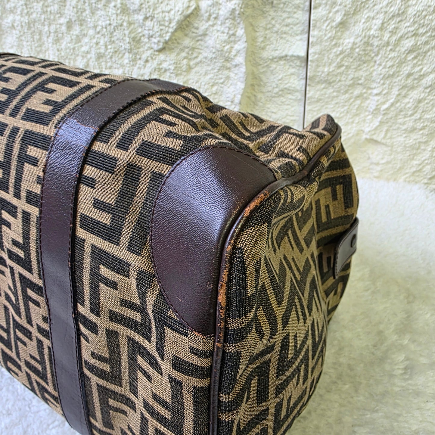 フェンディ ズッカ柄 ミニボストンバッグ キャンバス×レザー【中古】