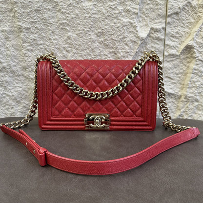 CHANEL Boy Chanel Chain Shoulder Bag Red [Pre-Owned]