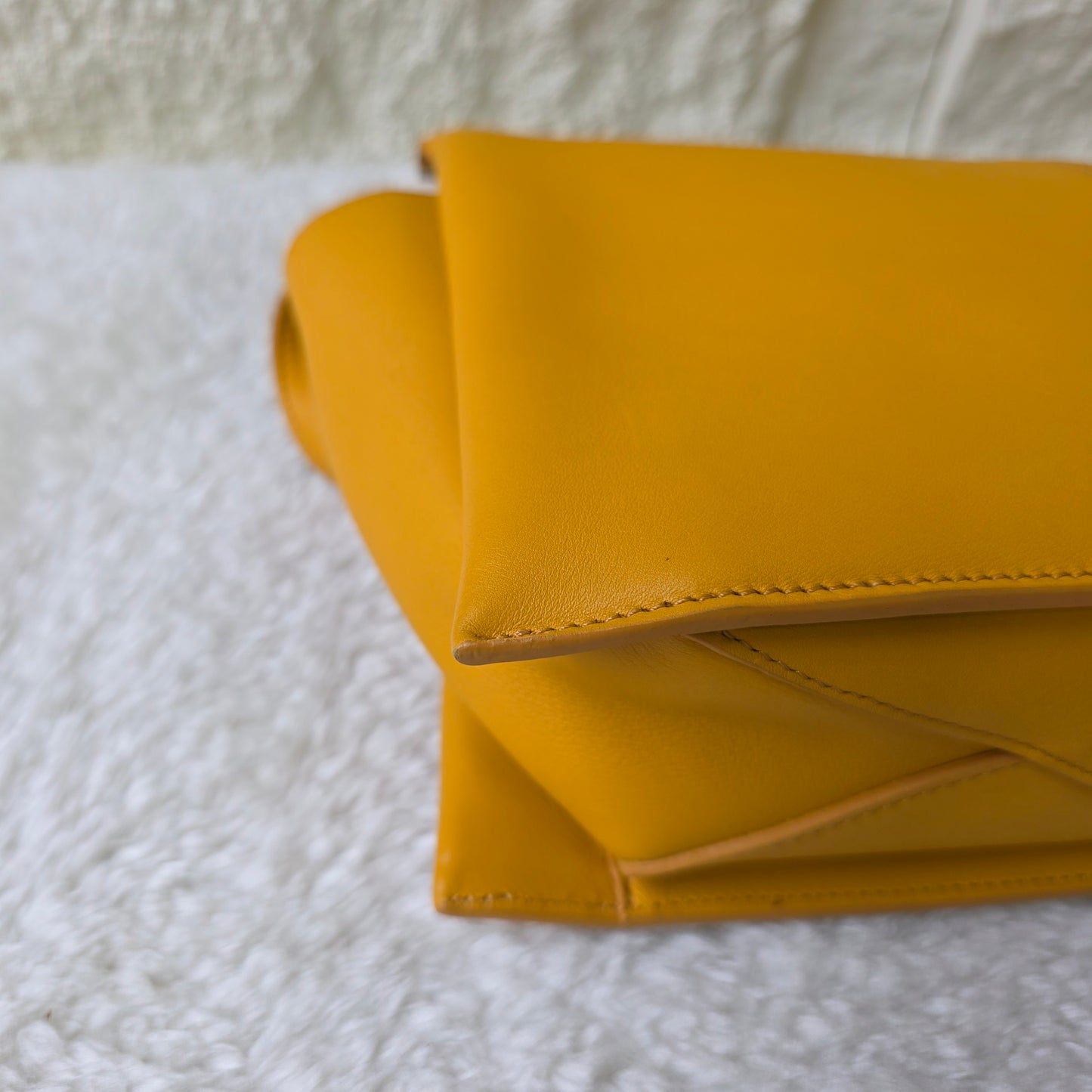 CELINE Trifold Chain Handbag in Yellow Leather [Pre-Owned]