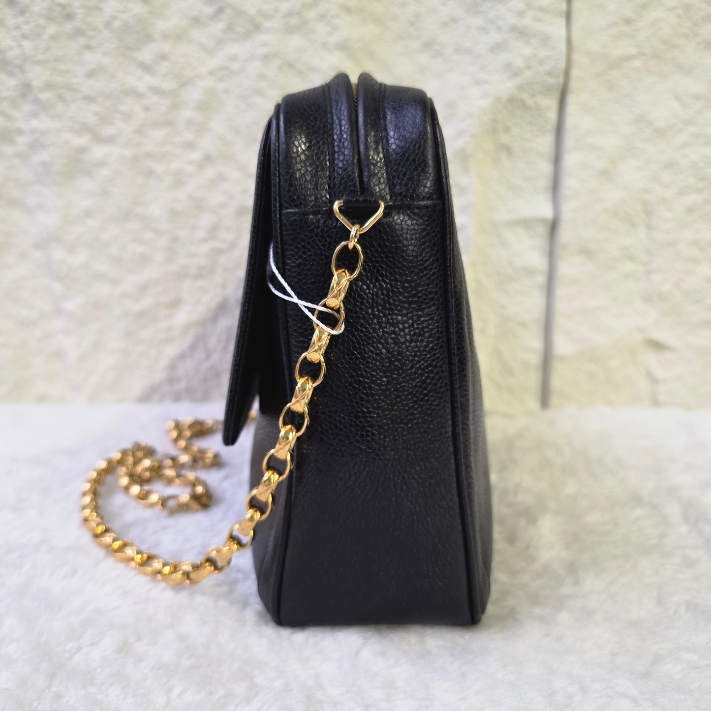 Chanel Coco Mark Caviar Leather Chain Shoulder Bag with Jeweled Chain[Pre-Owned]