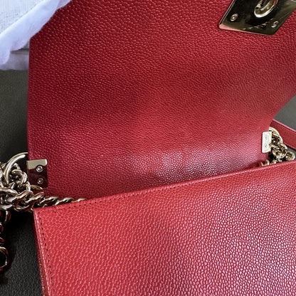 CHANEL Boy Chanel Chain Shoulder Bag Red [Pre-Owned]