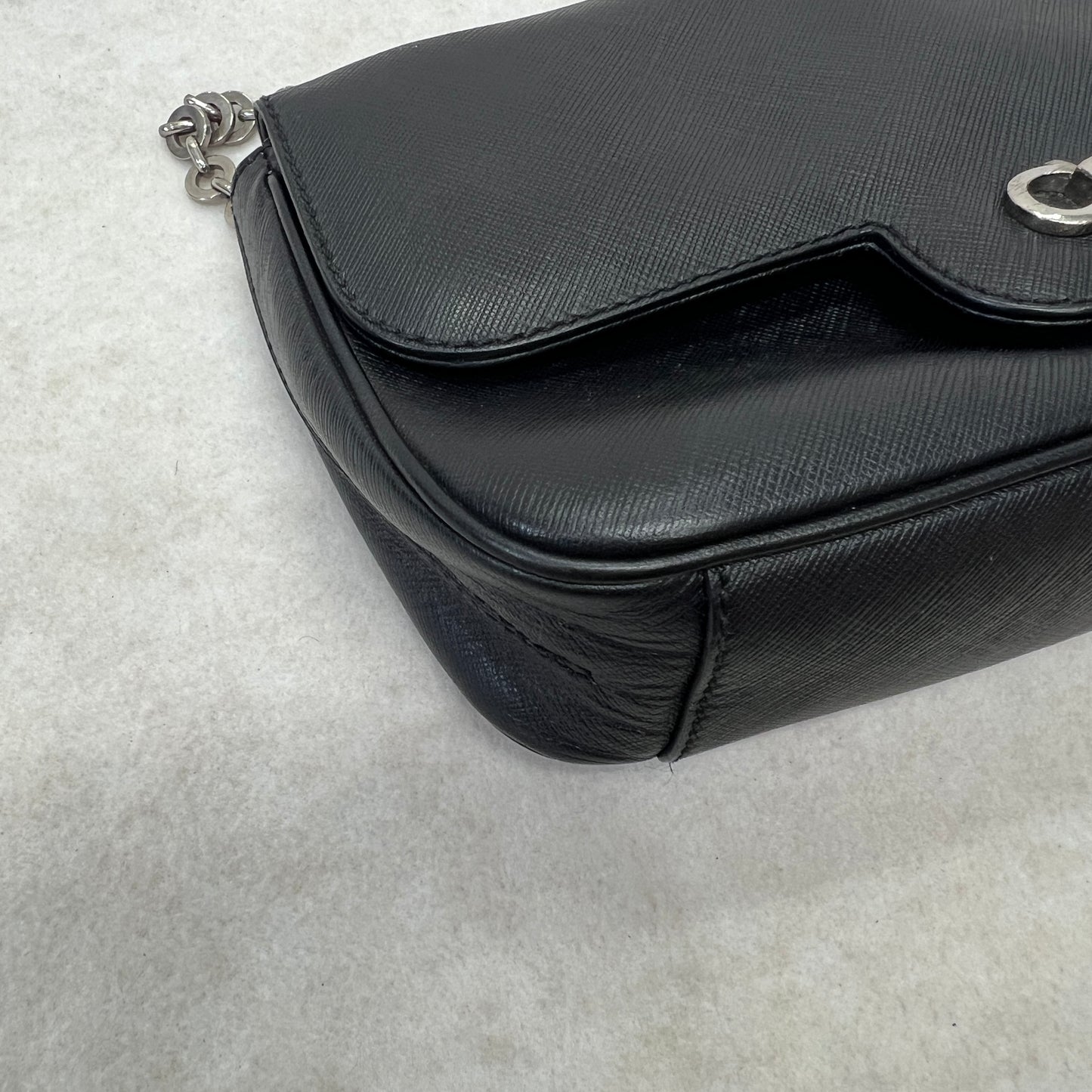 Ferragamo Black Leather Chain Bag [Pre-Owned]