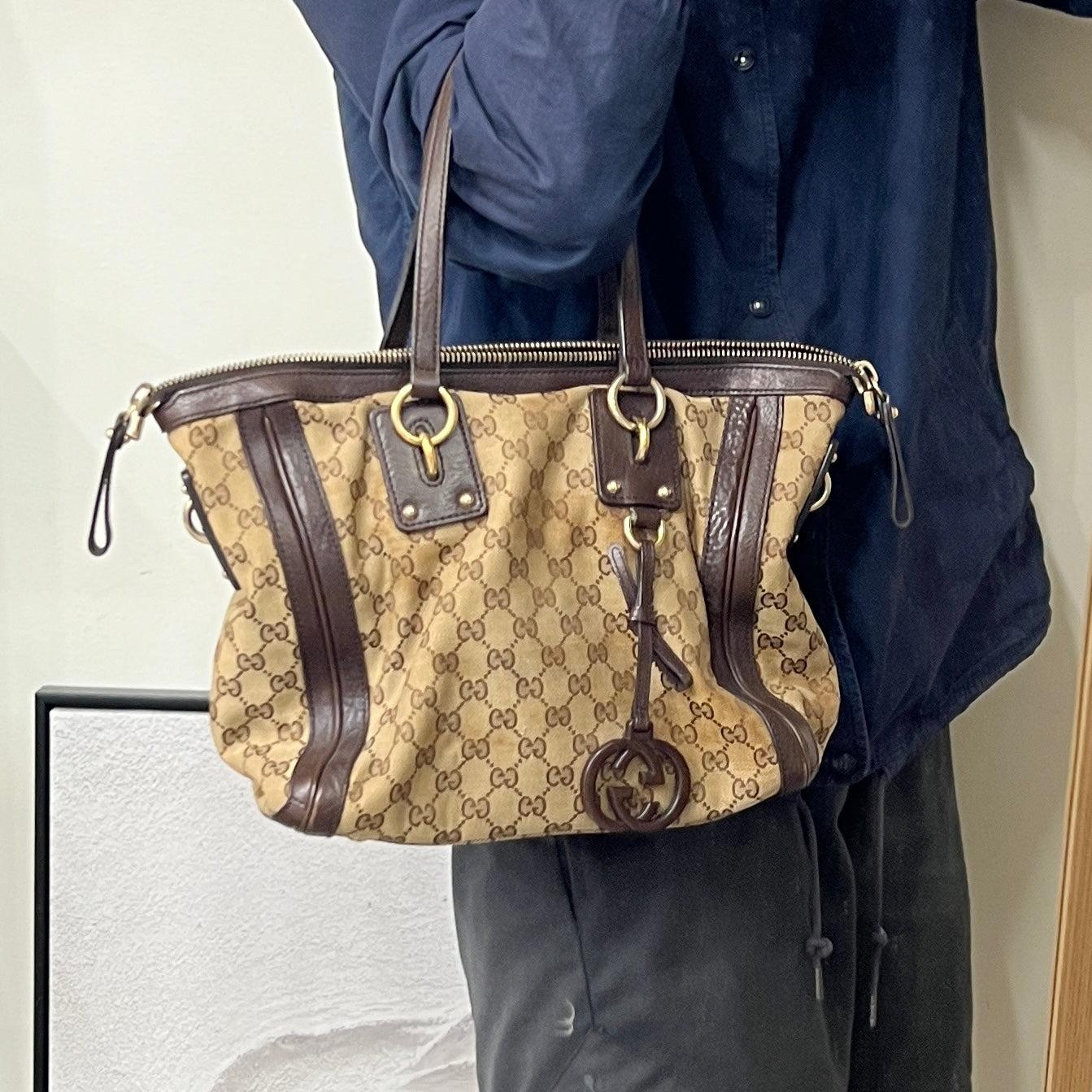 グッチ GGスプリーム キャンバス トートバッグ 【中古】