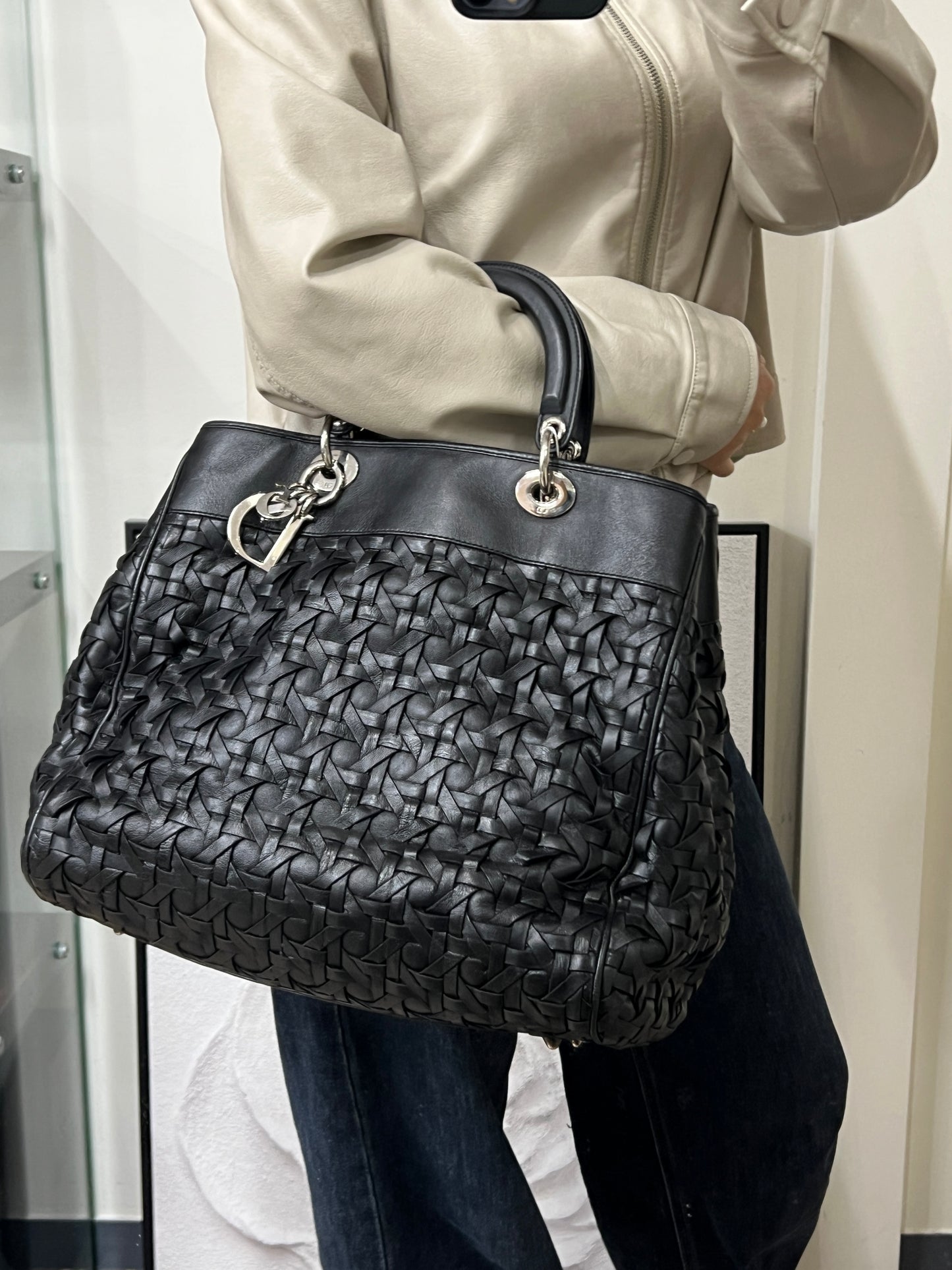 DIOR ウーブン レディディオールバッグ【中古】 