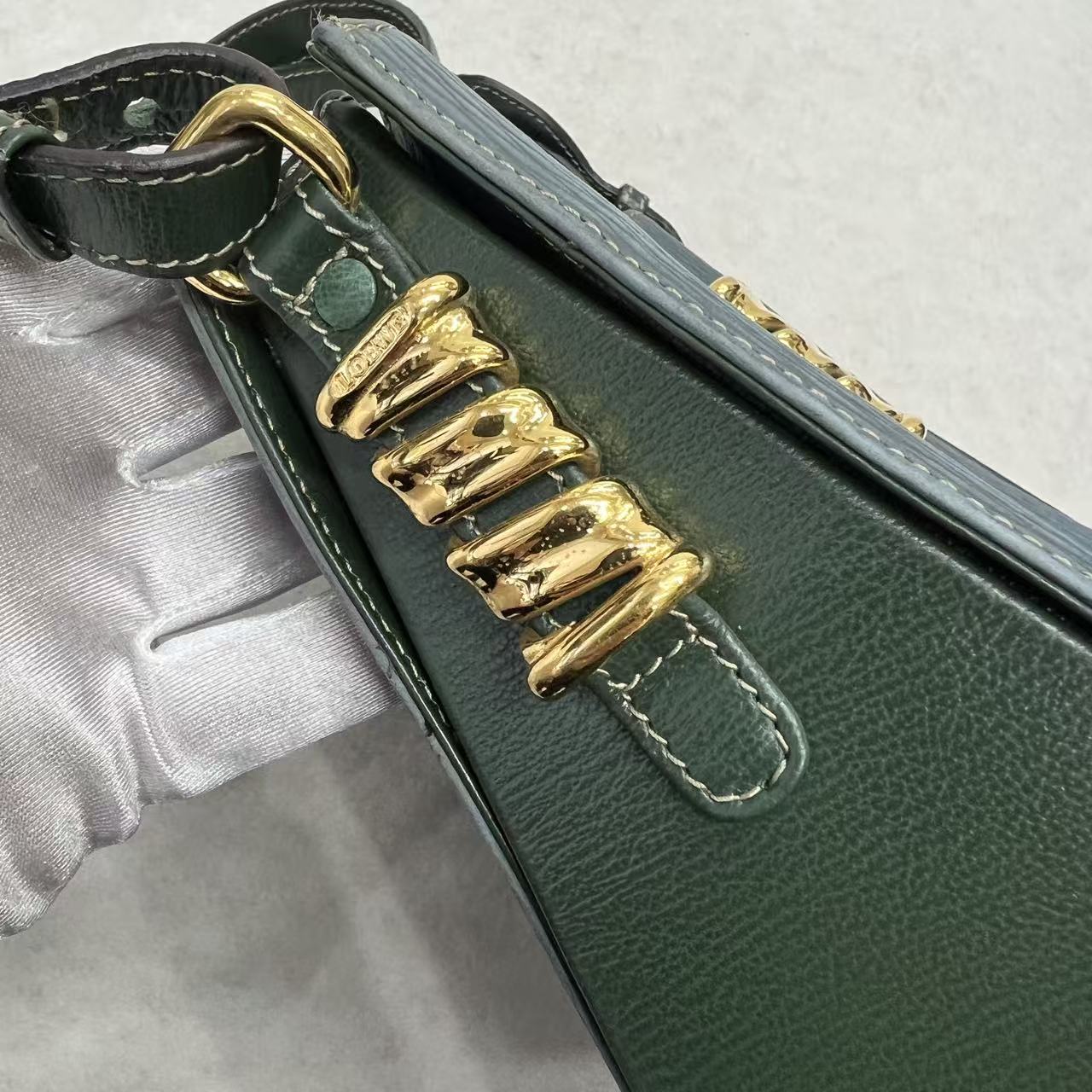 LOEWE Blue-Green Colorblock Snakeskin Crossbody Bag [Pre-Owned]