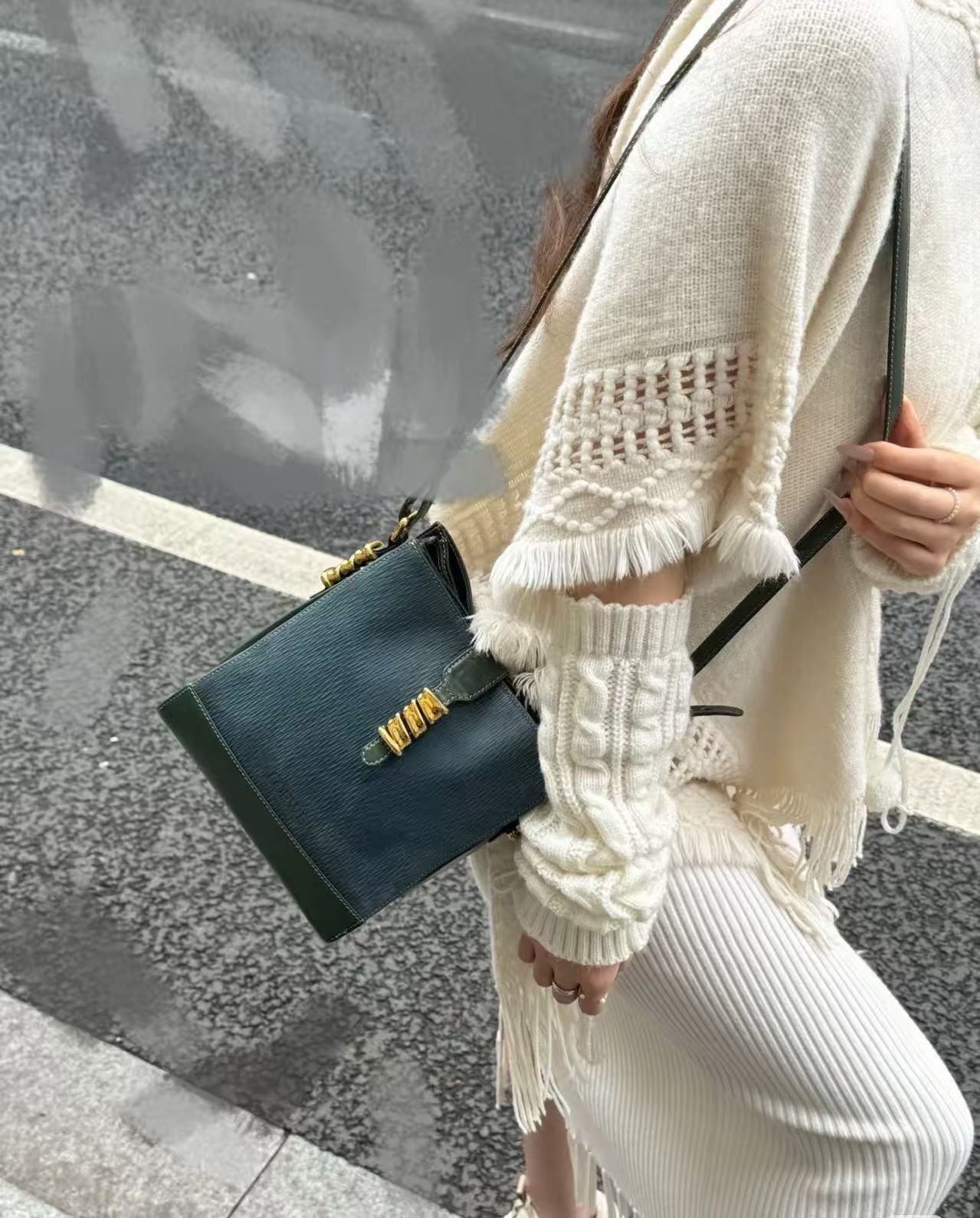 LOEWE Blue-Green Colorblock Snakeskin Crossbody Bag [Pre-Owned]