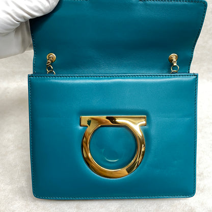 Ferragamo Leather Vara Buckle Logo Shoulder and Clutch Bag [Pre-Owned]