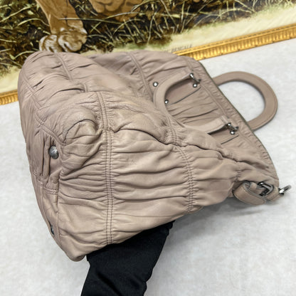 Prada Pleated Leather Crossbody Handbag