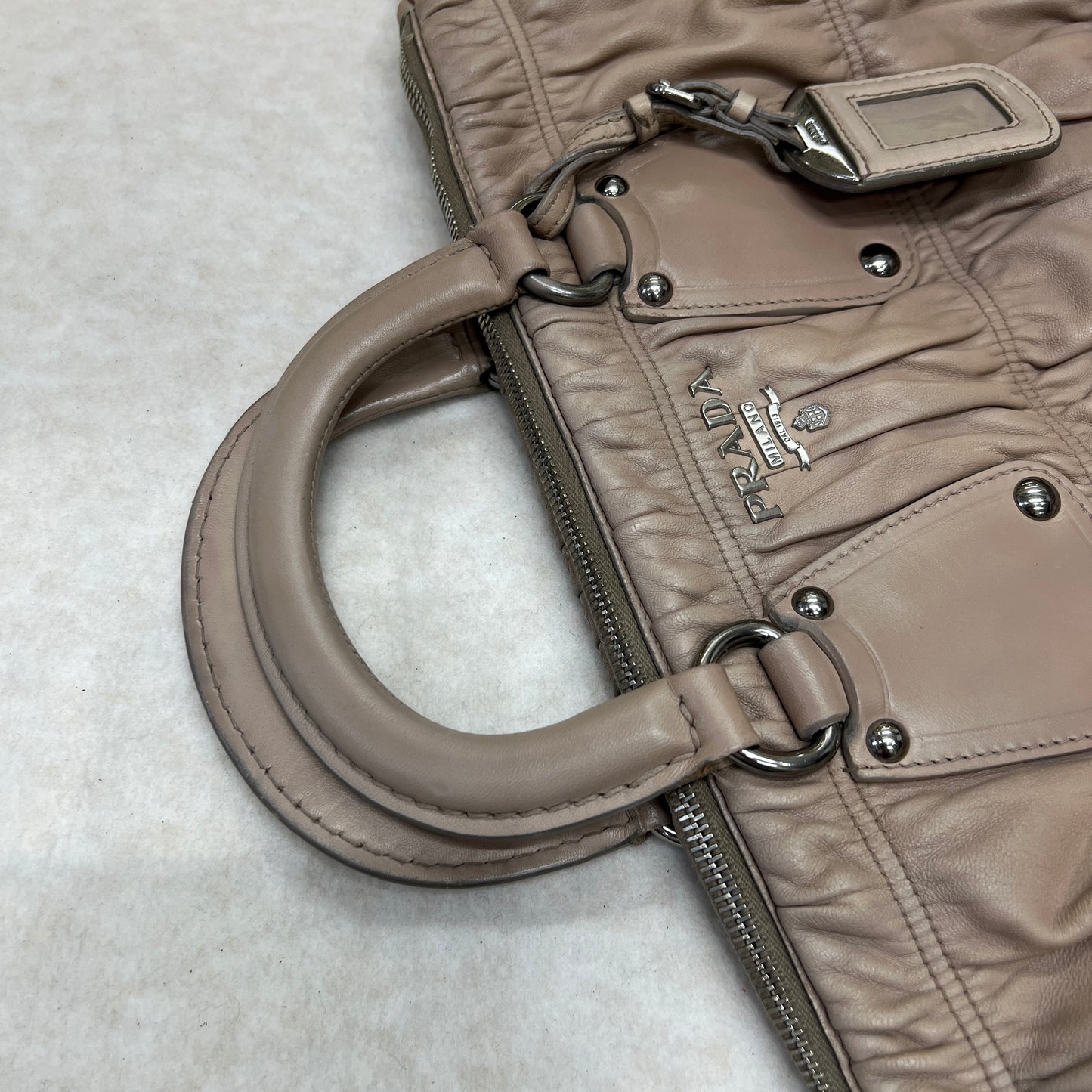 Prada Pleated Leather Crossbody Handbag