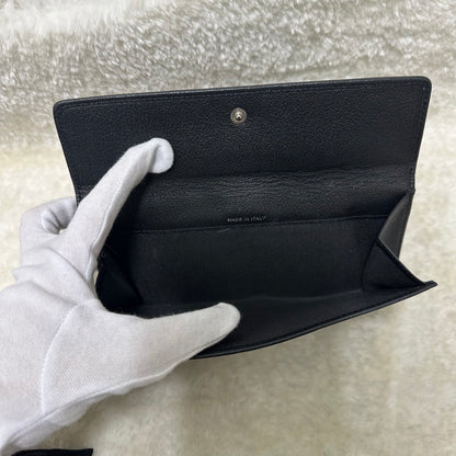 CHANEL Black & Silver Camellia Long Wallet [Pre-Owned]
