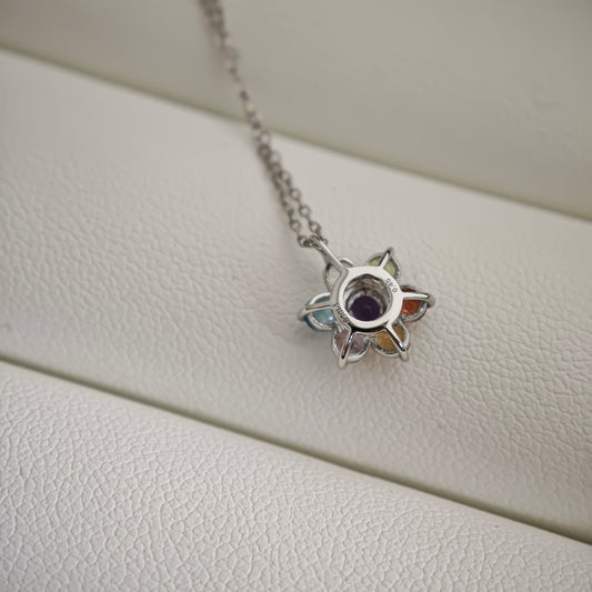 Rainbow Gemstone Flower Necklace [Pre-Owned]