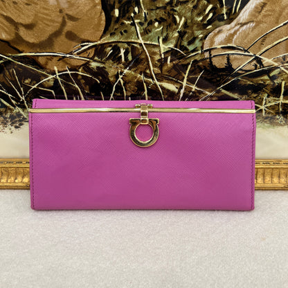 Ferragamo Pink Gancini Long Wallet [Pre-Owned]