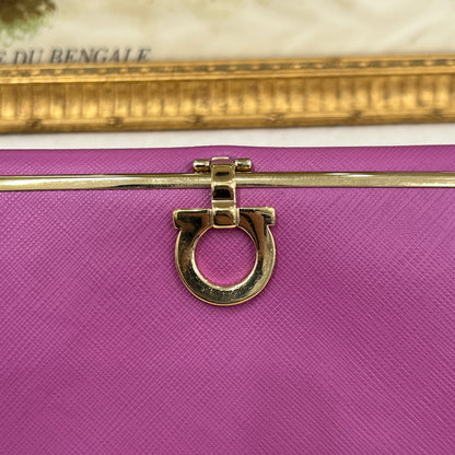 Ferragamo Pink Gancini Long Wallet [Pre-Owned]