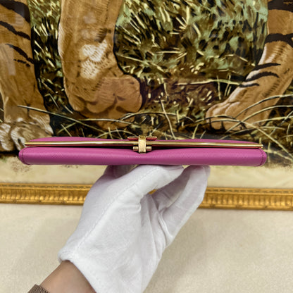 Ferragamo Pink Gancini Long Wallet [Pre-Owned]