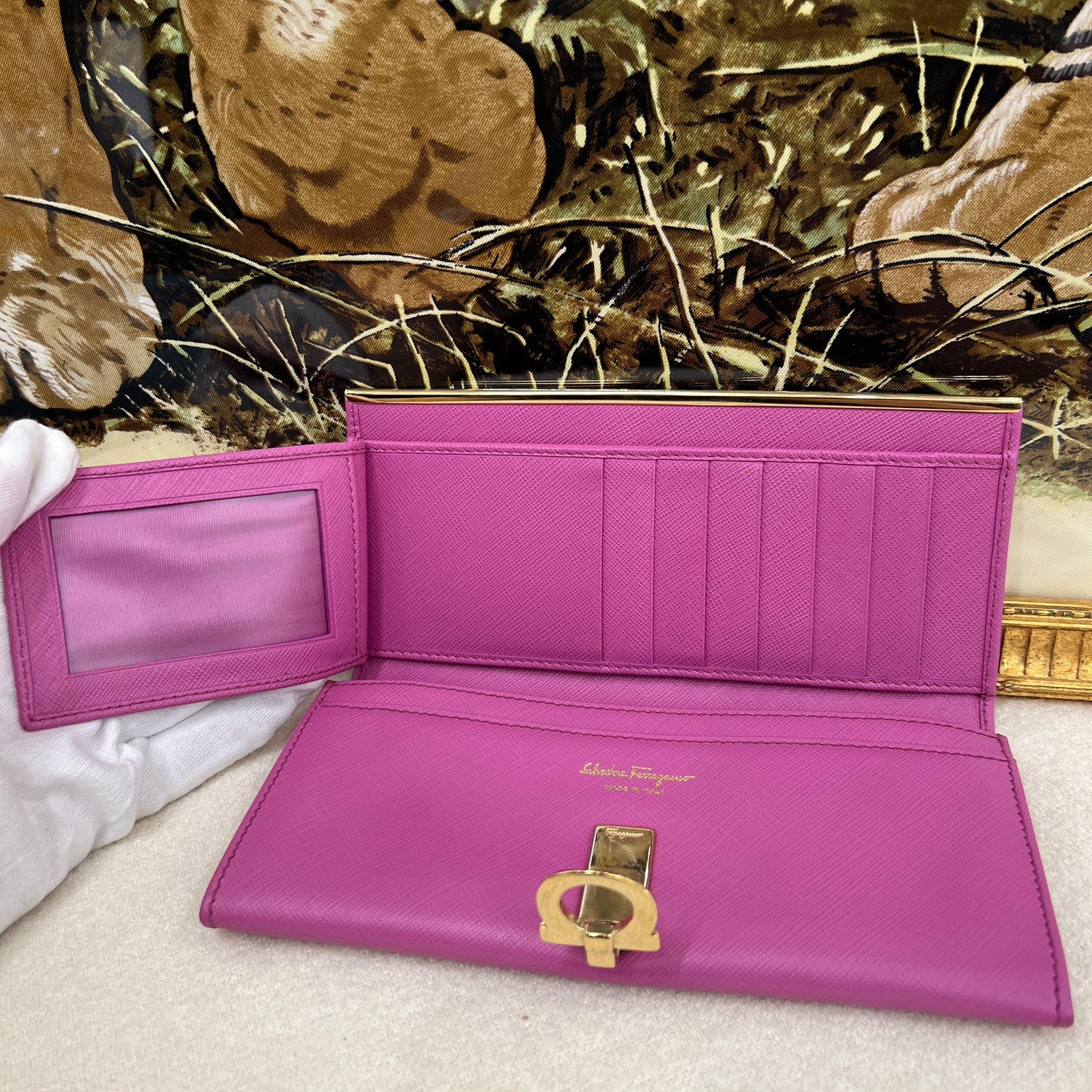 Ferragamo Pink Gancini Long Wallet [Pre-Owned]