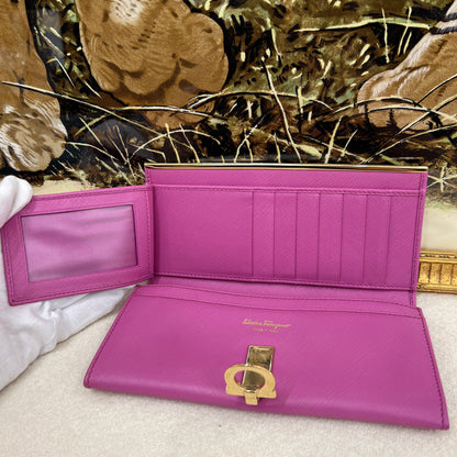 Ferragamo Pink Gancini Long Wallet [Pre-Owned]