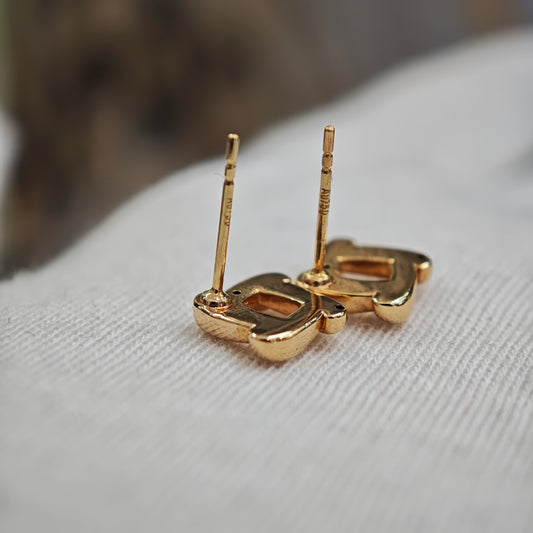 18K Yellow Gold Stud Earrings [Brand New]