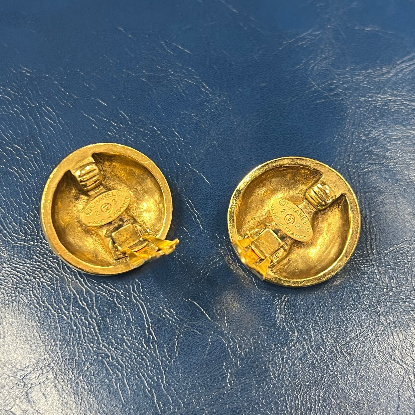 CHANEL Gold Round Buckle Clip-On Earrings [Pre-Owned]