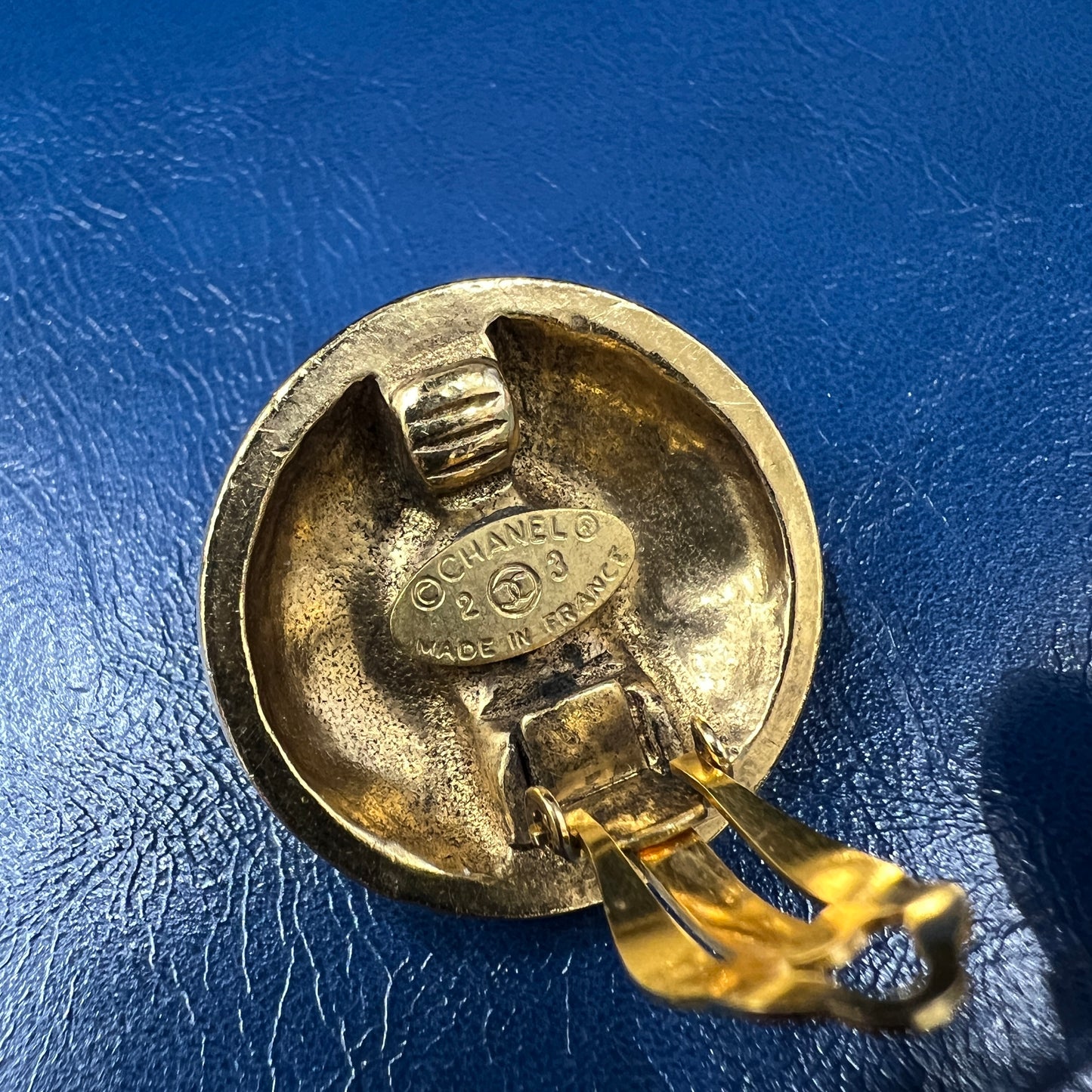 CHANEL Gold Round Buckle Clip-On Earrings [Pre-Owned]