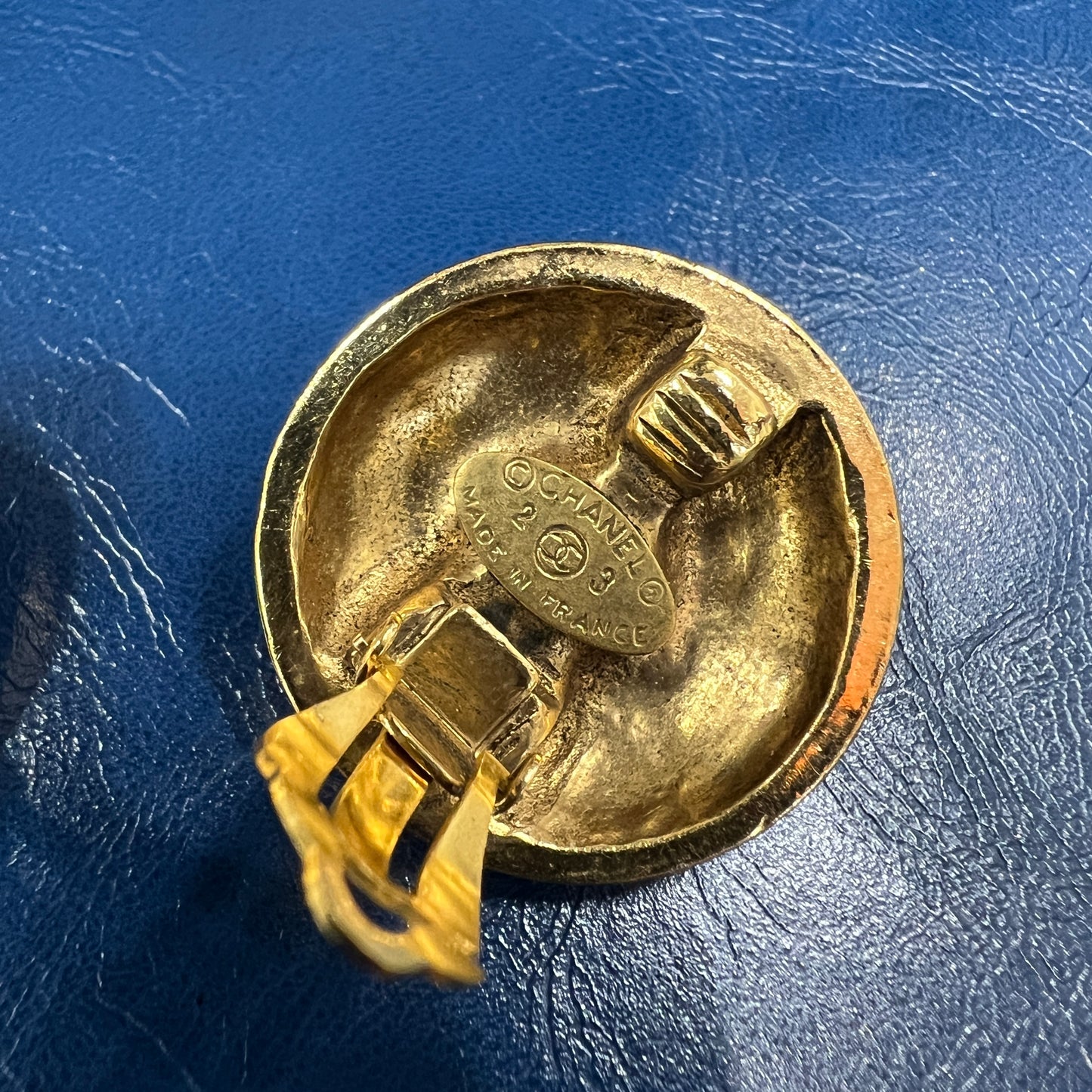 CHANEL Gold Round Buckle Clip-On Earrings [Pre-Owned]