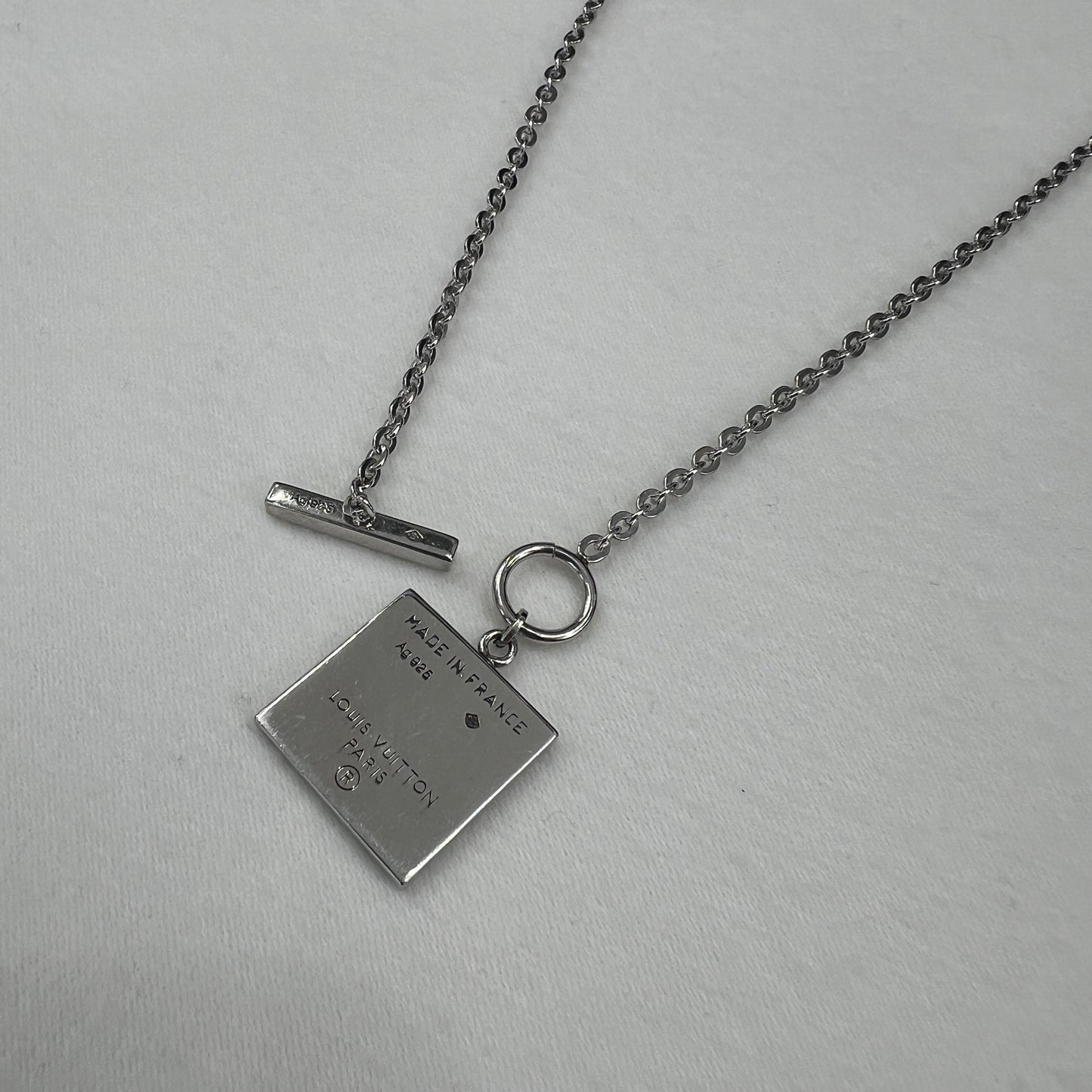 LV Silver VLogo Necklace [Pre-Owned]