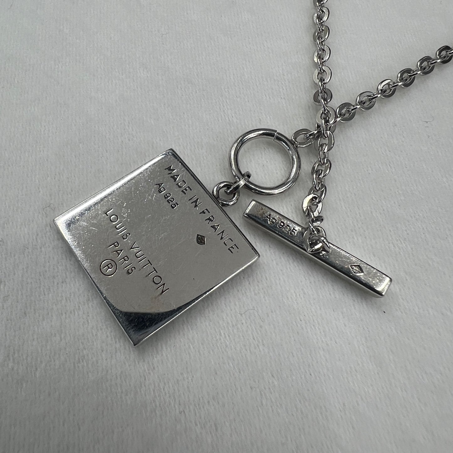 LV Silver VLogo Necklace [Pre-Owned]