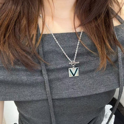 LV Silver VLogo Necklace [Pre-Owned]