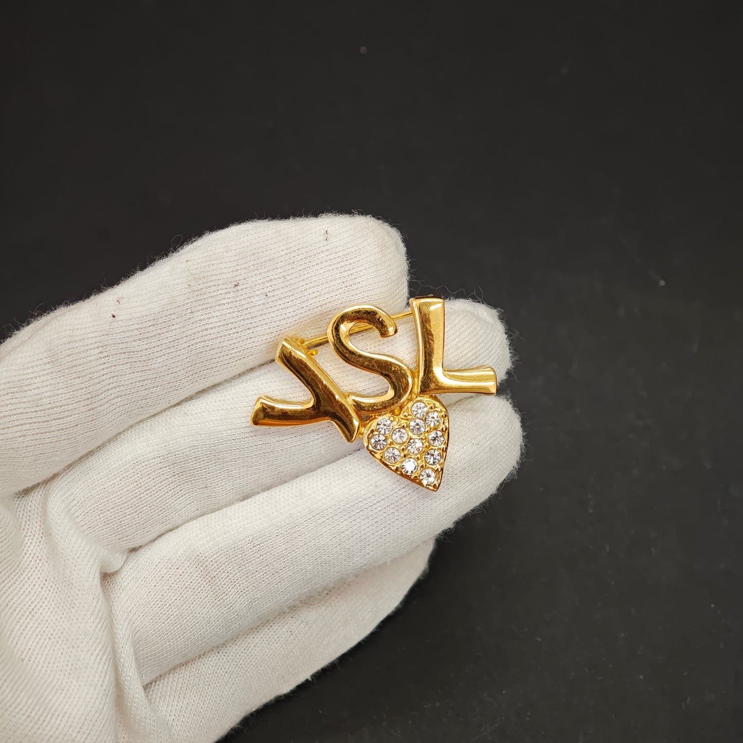 YSL Logo Heart Brooch [pre-owned]