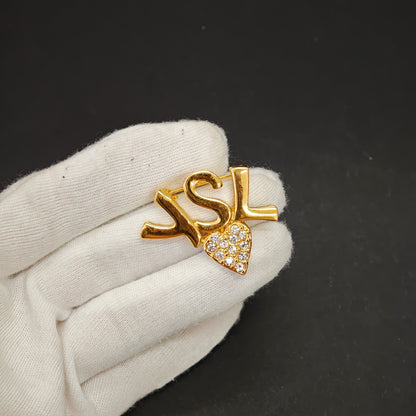 YSL Logo Heart Brooch [pre-owned]