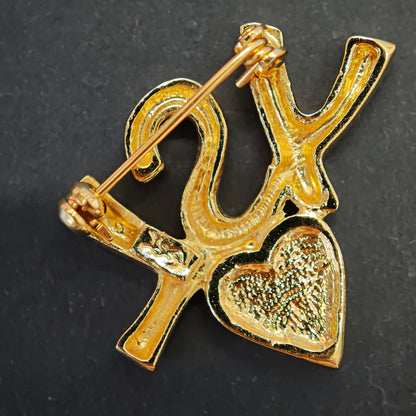YSL Logo Heart Brooch [pre-owned]