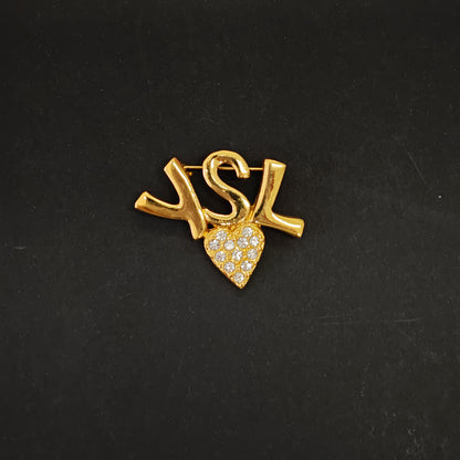 YSL Logo Heart Brooch [pre-owned]