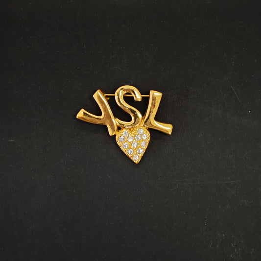 YSL Logo Heart Brooch [pre-owned]