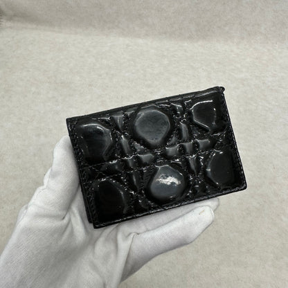 Dior Black Patent Leather Tri-Fold Card Holder [Pre-Owned]