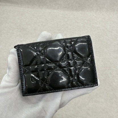 Dior Black Patent Leather Tri-Fold Card Holder [Pre-Owned]