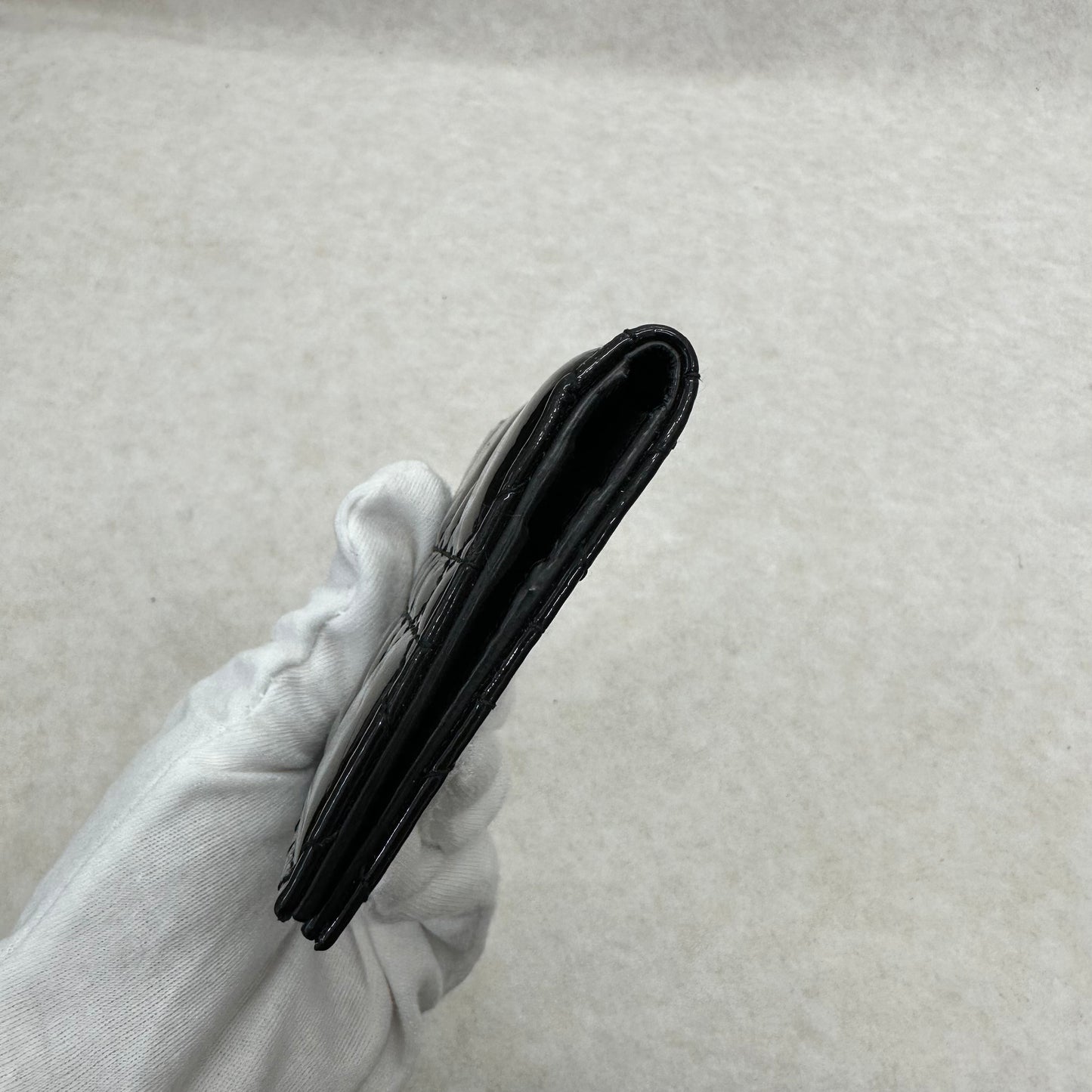 Dior Black Patent Leather Tri-Fold Card Holder [Pre-Owned]