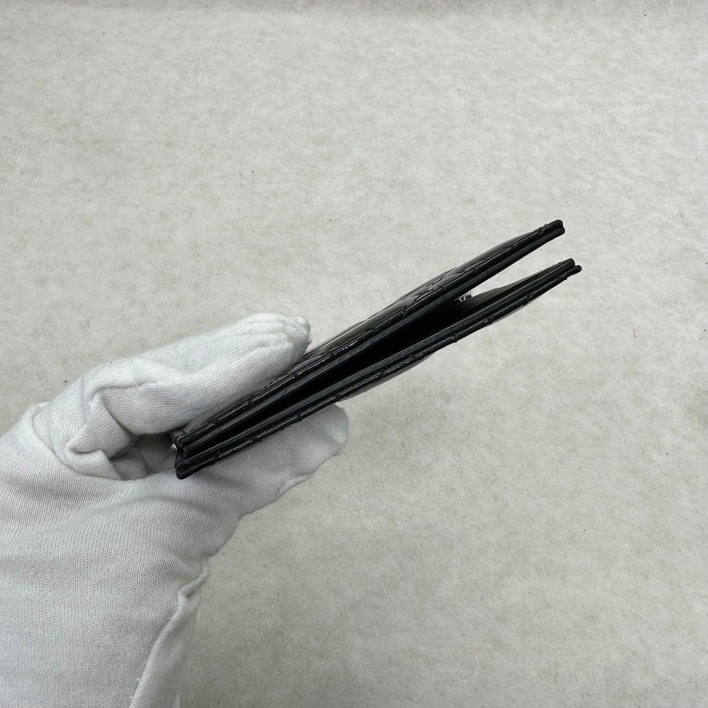 Dior Black Patent Leather Tri-Fold Card Holder [Pre-Owned]