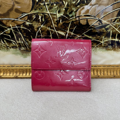 Louis Vuitton Pink Patent Leather Folded Wallet Card Holder [Pre-Owned]