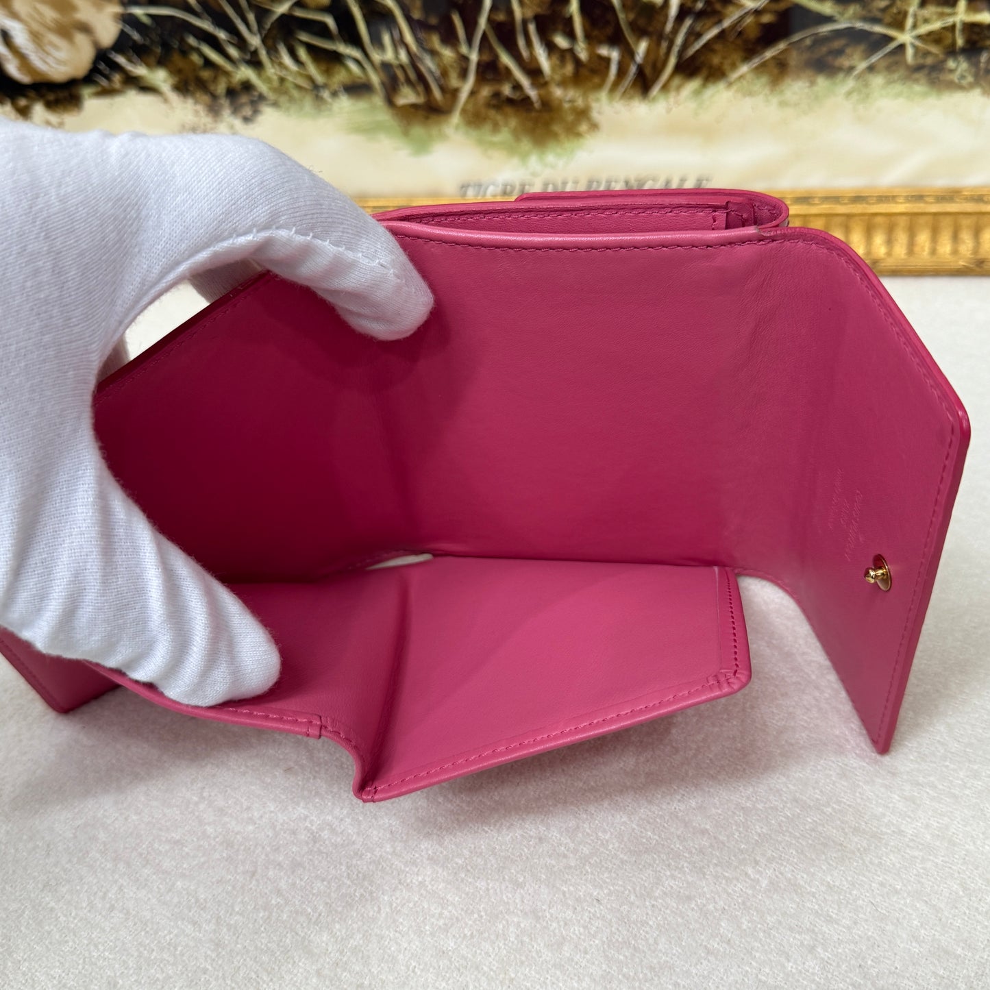Louis Vuitton Pink Patent Leather Folded Wallet Card Holder [Pre-Owned]