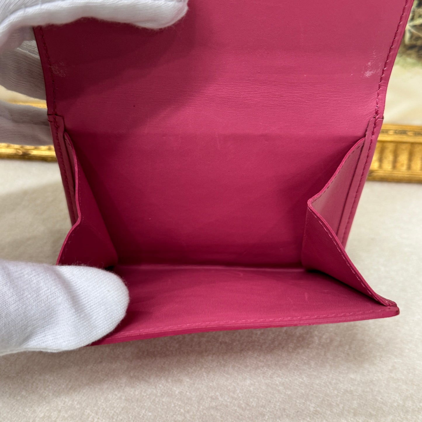 Louis Vuitton Pink Patent Leather Folded Wallet Card Holder [Pre-Owned]