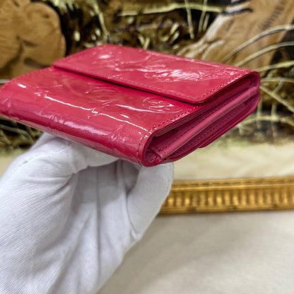 Louis Vuitton Pink Patent Leather Folded Wallet Card Holder [Pre-Owned]