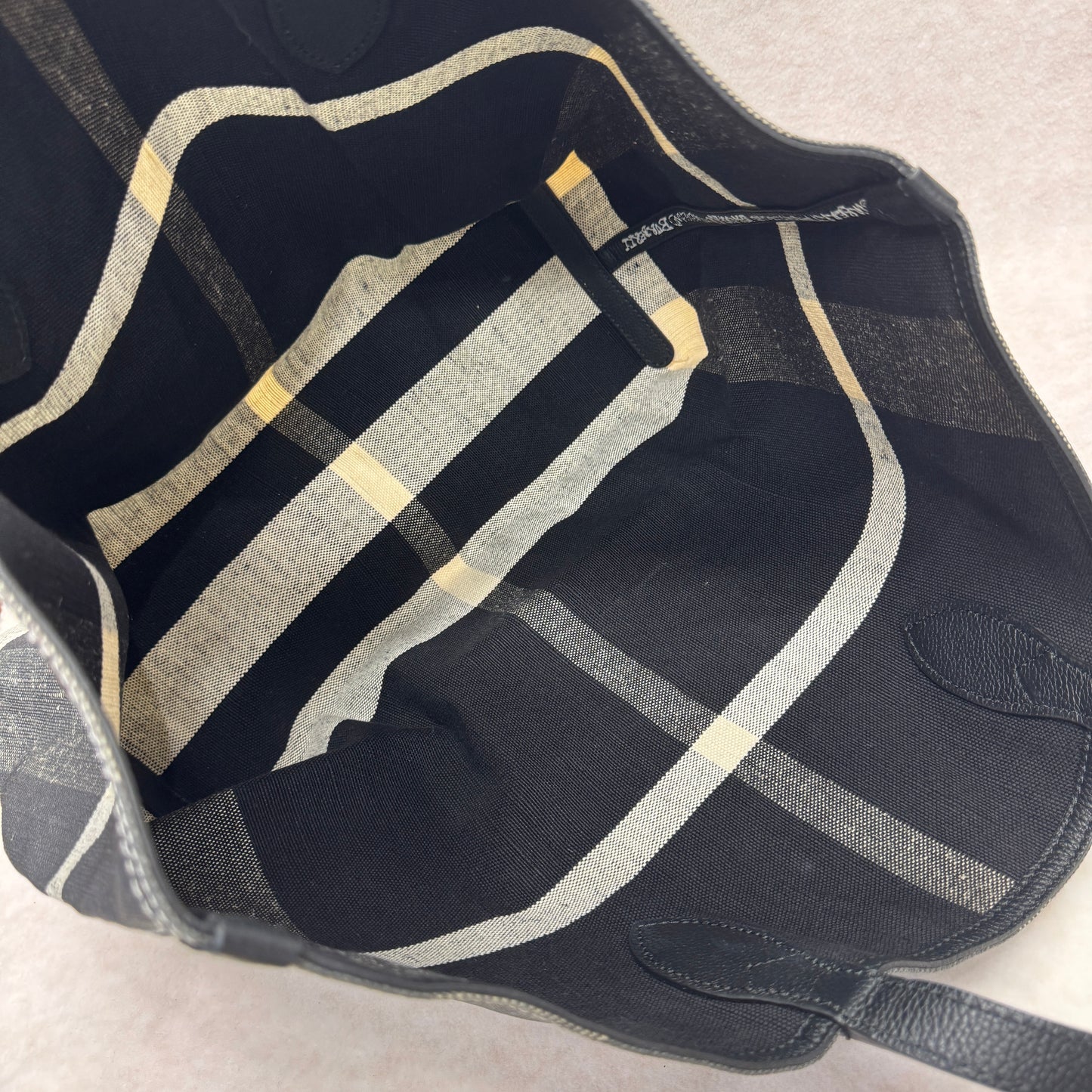 Burberry帆布格纹双面托特包 [二手]