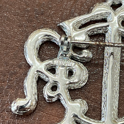 Dior Vintage Pumpkin Letter Logo Silver Rhinestone Brooch [pre-owned]