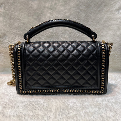 Chanel Classic Black and Gold Handle Le Boy Bag [pre-owned]