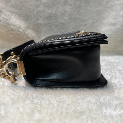 Chanel Classic Black and Gold Handle Le Boy Bag [pre-owned]