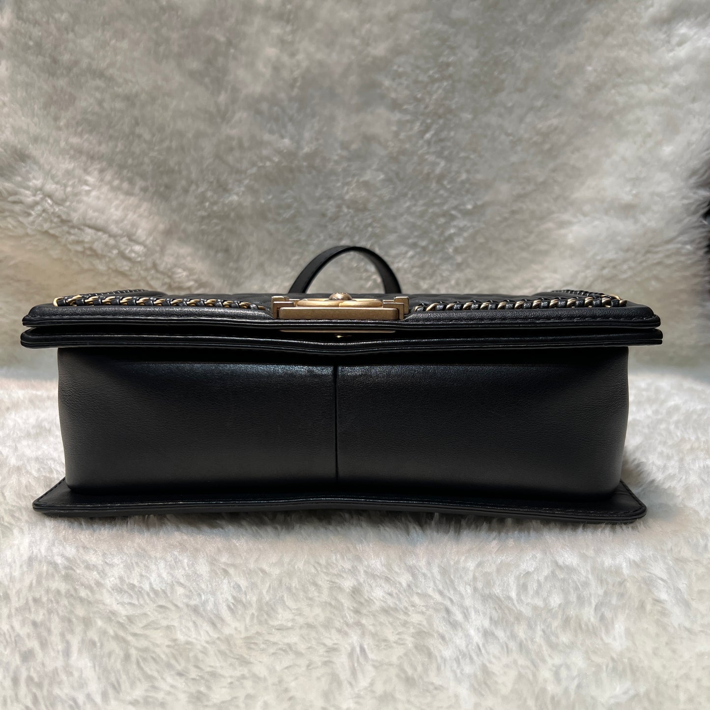 Chanel Classic Black and Gold Handle Le Boy Bag [pre-owned]