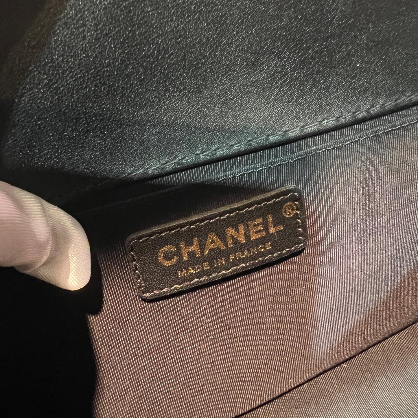 Chanel Classic Black and Gold Handle Le Boy Bag [pre-owned]