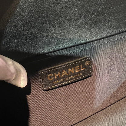 Chanel Classic Black and Gold Handle Le Boy Bag [pre-owned]